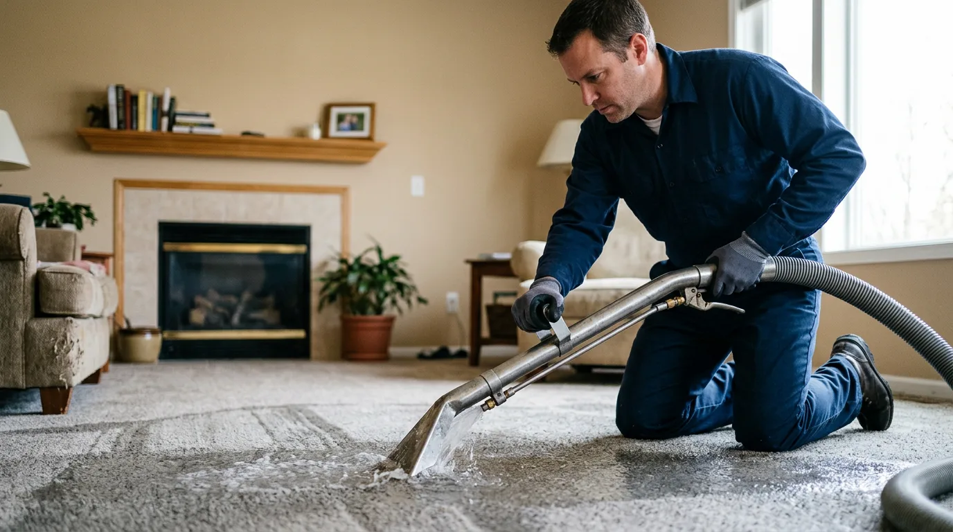 Water damage restoration technician working near Blackstone, VA